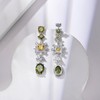 925 Sterling SIlver Mardi Gras Green Peridot Dangle Drop Statement
