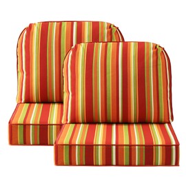 Supdurplus Outdoor Cushions for Patio Furniture Set of 2, 24"x24" Water Repellent Chair Cushions Removable Seat Bottom & Back Cushion Covers for Chair, Sofa, Couch, Rainbow Stripe