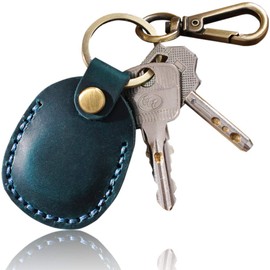 Libra Key Chain, AirTag edy Coin, IC Chip, Genuine Leather, Case, 2 Types, 03 Screw Type (Navy)