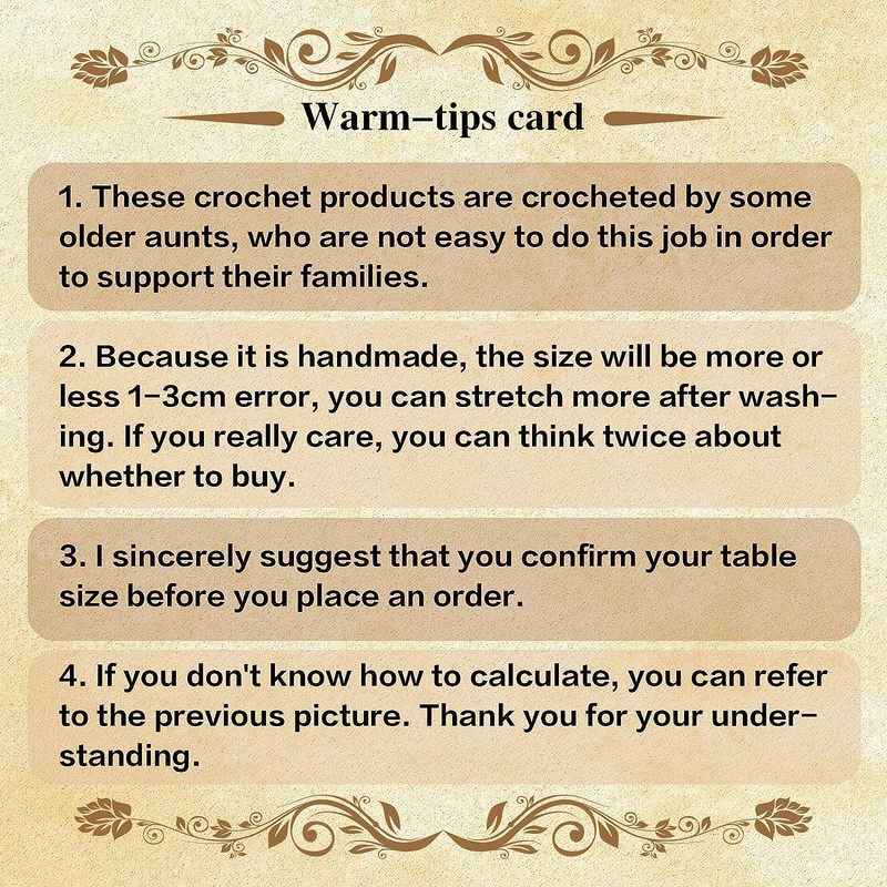 USTIDE Handmade Crochet Cotton Tablecloth Round Beige Crochet Tablecloths for