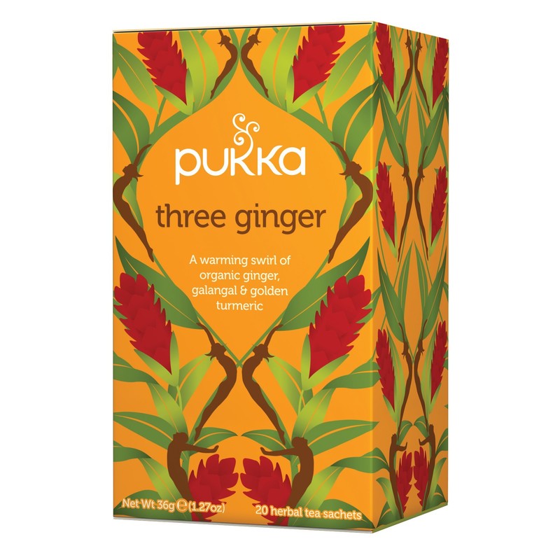 Pukka Organic Tea Bags, Three Ginger Herbal Tea with Turmeric