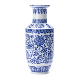Blue and White Vase, Blue Vases Home Décor, Chinoiserie Vase, Blue and White Porcelain, Ceramic Vase for Home, Living Room, Bookshelf, Mantle Fireplace,Table Centerpieces,10 inches