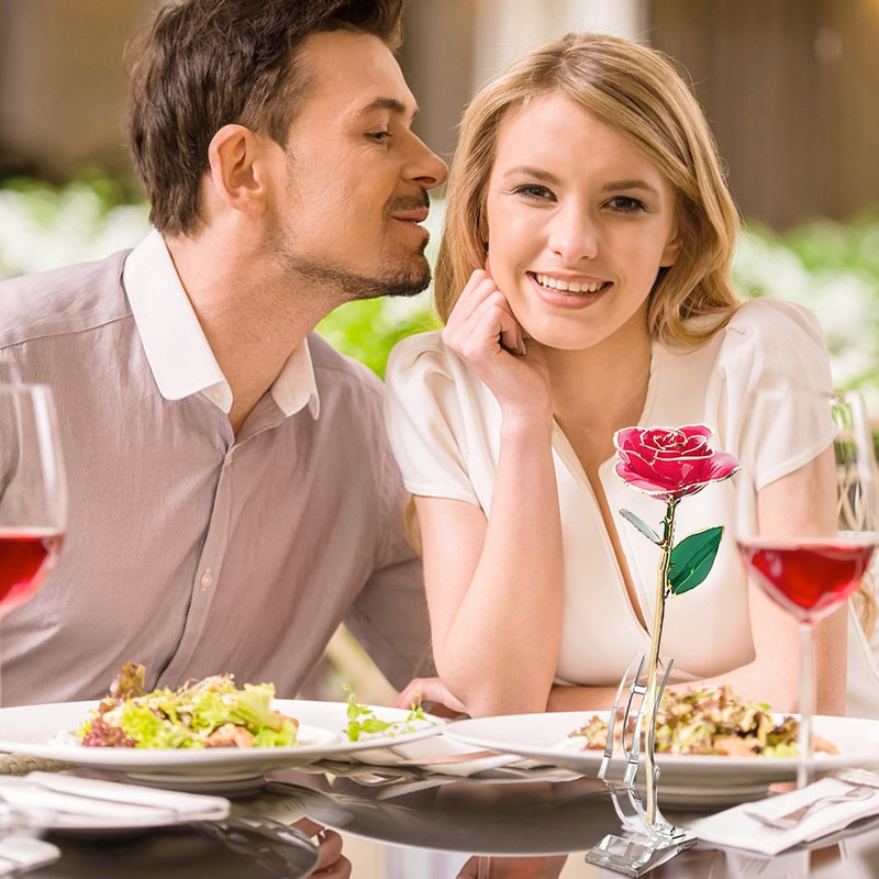 Long Stem Dipped 24k Gold Rose in Gift Box with