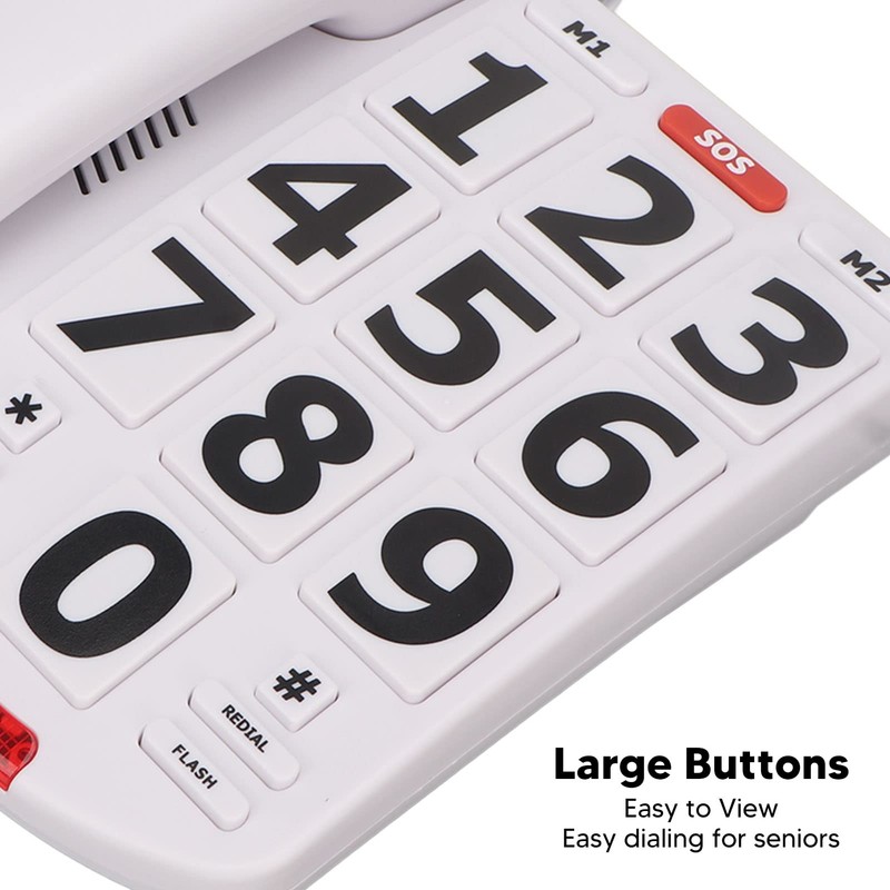 Large Button Phone for Seniors, Simple Classic Corded Landline Phone,