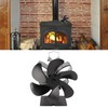 6 Blade Stove Eco Fan Black Self Starting High Temperature