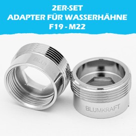 BLUMKRAFT 2 Pcs F19 - M22 Metal Solid Silver Plated Brass Tap Adapter 19mm Female 22mm Male (F19-M22 / M22-F19)