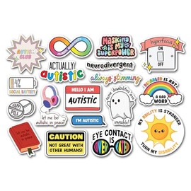 A4 Sticker Sheet Autism Vinyl Stickers - Celebrate Neurodiversity Autistic Neurodivergent Awareness Hidden ADHD Disability Stickers #82474