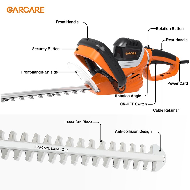 GARCARE Corded Electric Hedge Trimmer - Electric Tree Trimmers, Branch