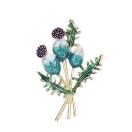 Teyolo Scottish Thistle Brooch for Women Enamel Thistle Lapel Pin Elegant Scotland Flower Dress Accessories for Mom Wife Scottish Jewelry Gifts