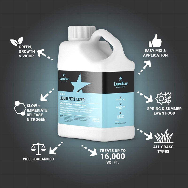 Balanced 16-4-8 Nutrient Liquid Fertilizer (1 Gallon) - Premium Lawn