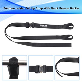 Pontoon Ladder Pull Up Strap with Quick Release Buckle,16"~55" Pull Up Pontoon Boat Ladder Strap,Pontoon Boat Nylon Straps Accessories with Stainless Steel Snap and Screw Stud