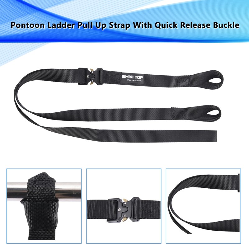 Pontoon Ladder Pull Up Strap with Quick Release Buckle,16"~55" Pull