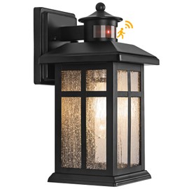 Brilvibera Outdoor Wall Light Motion Sensor - Updated Dusk to Dawn Outdoor Lighting, Exterior Light Fixture, Black Porch Lights & Outdoor Light for House Garage Entryway