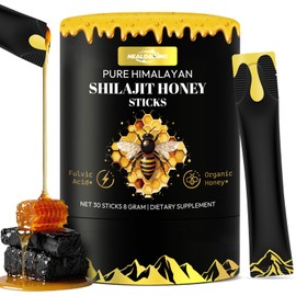 Himalayan Shilajit Honey Sticks for Men: Shilajit for Women with Organic Honey and Saffron 30 Sticks for Energy Boost & Immune Support, 85+ Trace Minerals, 75%+ Fulvic Acid