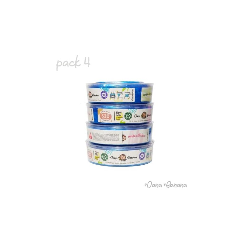 4 pack Bolsas OXO-biodegradable de Recambio compatible con Diaper Genie