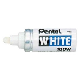 Pentel White Permanent Markers X100W Bullet Tip 2.9 mm, Pack of 3