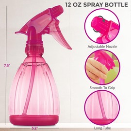 DilaBee 1-Piece 12oz Empty Spray Bottles for Cleaning, Spray Bottle for Hair, Plant Mister, BBQ Spritzer - Squirt Bottles for Liquids, Water Sprayer - Pink Squirt Bottle, Water Mister - BPA-Free
