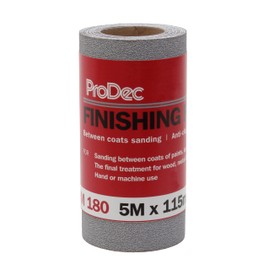 ProDec 180 Grit Medium Grade Finishing Paper for Sanding Between Coats of Paint or Varnish - 5m x 115mm Abrasive Paper Roll