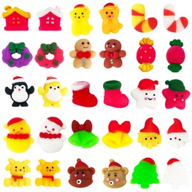 30Pcs Christmas Mochi Squishy Toys,Mini Kawaii Moji Squishies ,Xmas Party Favors for Kids,Cute Squeeze Toy for Christmas Stocking Fillers,Advent Calendar Fillers,Class Prizes, Xmas Party Bag Fillers