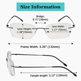 LUR 12 Pack Rimless Progressive Multifocus Readers for Women Blocking Blue light Reading Glasses +3.50