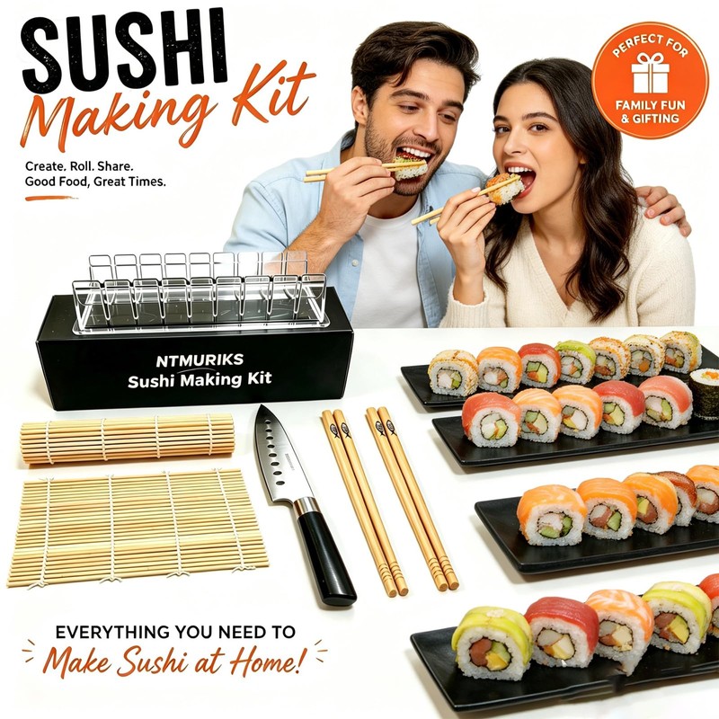NTMURIKS 6PCS Sushi Making Kit for Beginners – 2 Bamboo