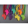 Teal wooden africa map pendant necklace beads chain african continent