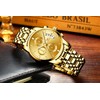 Gold Plating Men's Analog Quartz Mutifunctional Watches for Man Stainless