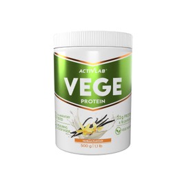 VEGE PROTEIN | Pflanzliches Proteinpulver – 4-Quellen-Mischung (Soja, Erbsen, Reis, Hanf) – Vanille – ohne Zuckerzusatz – 500 g (16 Portionen) – proteinreich