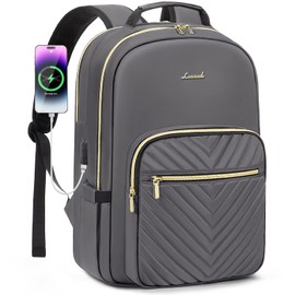 LOVEVOOK Laptop Backpack for Women 15.6 Inch, Women Backpack for Work Business Travel School College With USB Charging Port, Lightweight Back Pack Computer Laptop Rucksack-Purple Gray