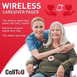CallToU Caregiver Pager Wireless Alert Button Home Intercom System Long Range 2 Way Radio for Elderly/Patient/Pregnant/Home/Office