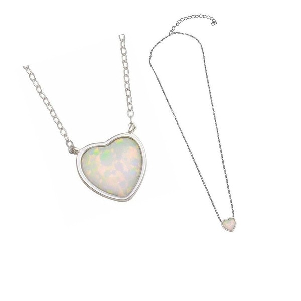 The New Sterling Silver Opal Heart Pendant Handcrafted, universal fit,