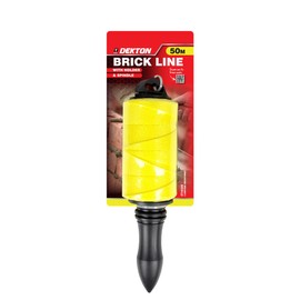Dekton 50m Brick Line with Holder- Multi-Purpose String Ideal for Building Work |with Plastic Spindle Handle and Lock 1.5x50mm| High-Visibility Long Line Leveling Tool for Bricklaying and Masonry