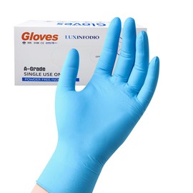 LUXINFODIO Disposable pure nitrile gloves, food-grade, abrasion-resistant, and acid and alkali resistant each box contains 50 pairs of gloves. (blue, XL)