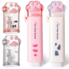 PANDENNER 4Pcs Cute Stationery Set,Kawaii School Supplies,Including 2 Retractable Erasers and 2 Pencil Sharpeners, for Kawaii Office School Home Supplies(Eraser and 2Pcs)