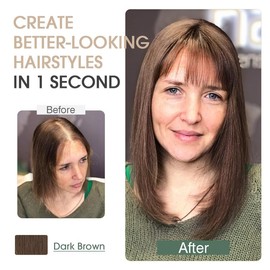 S-noilite Hair Toppers for Women Real Human Hair, 100% Real Human Hair Toppers with Bangs for Women with Thin Hair,2.25"*6" Lace Silk Base 14 inch Dark Brown