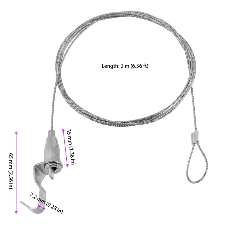 MAHIONG 10 PCS 2 m Silver Picture Rail Hooks, Picture