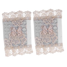 TEHAUX Fabric Door Handle Covers 2pcs Fridge Handle Protectors Lace Design for Easy Clean