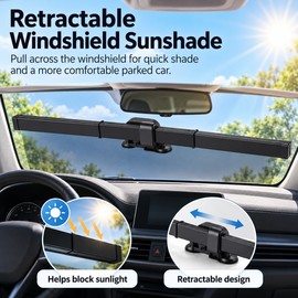 Retractable Car Windshield Sunshade for Parking – Polyester UV Block Front Window Cover for Daily Heat Protection
