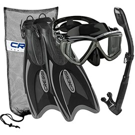 Cressi Pano 4 + Supernova Dry + Palau Set + Net Bag, Black/Titanium, M/L