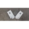 Masonic Square & Compass Black Embroidered Cotton Gloves - White