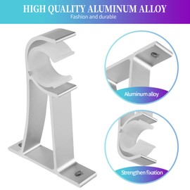 Anndason Sturdy Curtain Rod Brackets Rod Holders Curtain Rod Holder Curtain Rod Bracket for 1 Inch,1 1/8 Inch and 1 1/4 Inch Rod, Silver Color, (Set of 2)