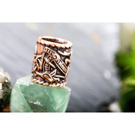 Windalf Large Hair Bead Ragona Diameter 10 mm Beard Hair Accessory Dragon Jewellery High-Quality Bronze, Bronze