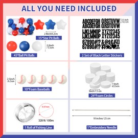 Simgoing 98 Pcs Baseball Birthday Banner Decor DIY Jumbo Friendship Bracelet Birthday Banner Kit Customizable Party Giant Garland Decoration for Baseball Sports Theme Party Decorations