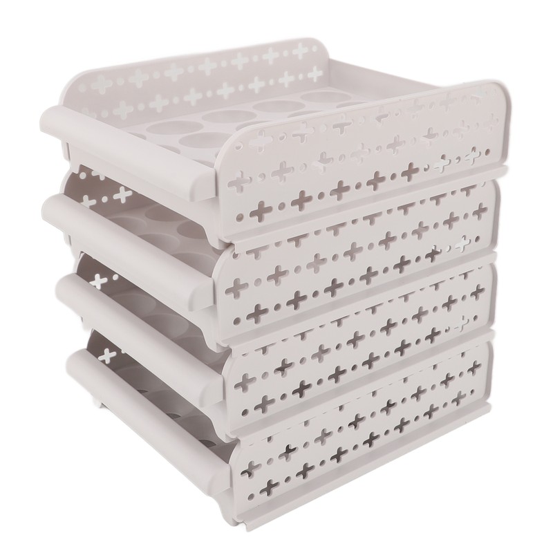4PCS Egg Container for Refrigerator PP Stackable Shockproof Egg Drawer