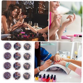 VICASKY Set of 12 Nail Art Sequins Manicure Glitters DIY Stars Glitter Stickers for Women Men Valentine's Day