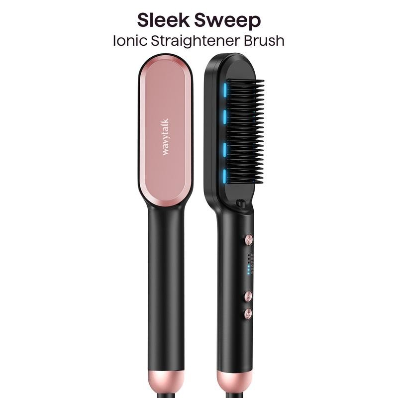Wavytalk Sleek Sweep Ionic Hair Straightener Brush:_rose gold