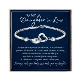 Daughter In Law Wedding gifts, Gifts for Daughter In Law Bracelet, Daughter-In-Law Jewelry, Future Daughter In Law Message Card, To My Daughter In Law Birthday Christmas Gifts Marriage made you family, Love made you My Daughter