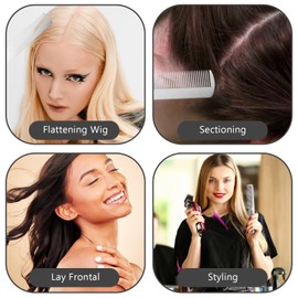 Tyqour Set of 2 Stainless Steel Professional Hairdressing Combs Antistatic Hair Comb Kit Hair Comb Silver Hair Combs Salon Comb for Men Women