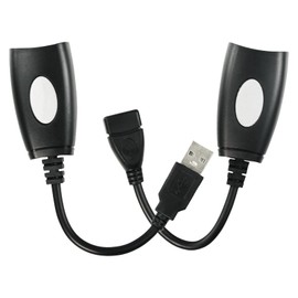 Flylin USB to RJ45 Extension Adapter, Over Cat5/Cat6 up to 50m/164ft Ethernet USB Male/Female Extender Kit, Compatible with Computers/Mobile Phones/Mice/Keyboards/U Disks/Printers/Cameras