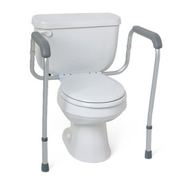 Foldable Toilet Safety Rail with Adjustable Height – Universal Fit for Standard or Elevated Seats – Aluminum Frame, Width Adjustable Armrests, Easy Install Over Toilet